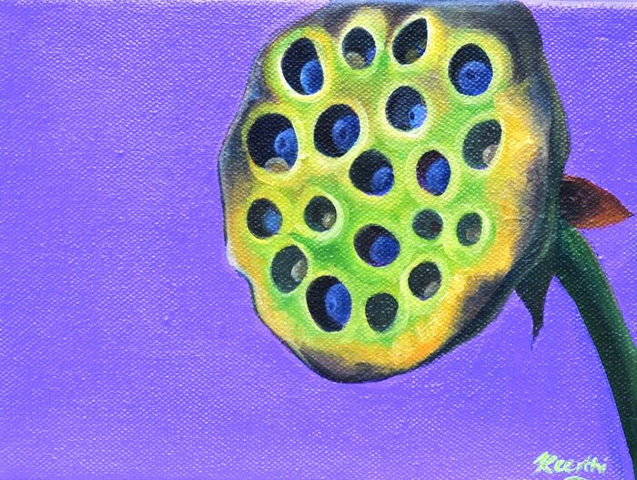Seed Pod on Violet, Oil and acrylic on canvas