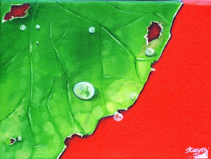Dewdrop on Crimson, Oil and acrylic on canvas